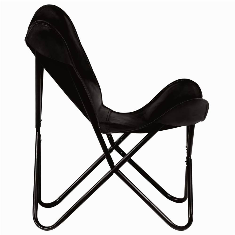 Butterfly Chairs 4 pcs Black Kids Size Real Leather