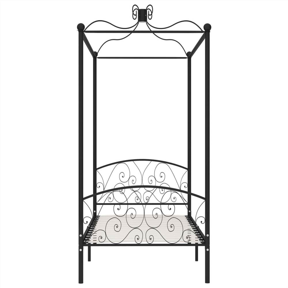Canopy Bed Frame Black Metal 100x200 cm