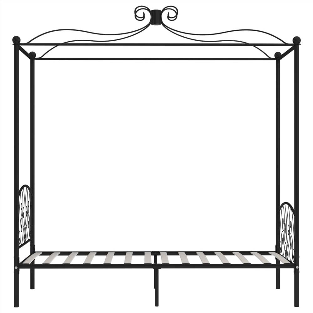 Canopy Bed Frame Black Metal 100x200 cm