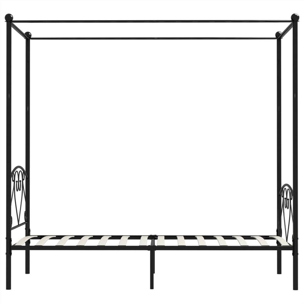 Canopy Bed Frame Black Metal 100x200 cm