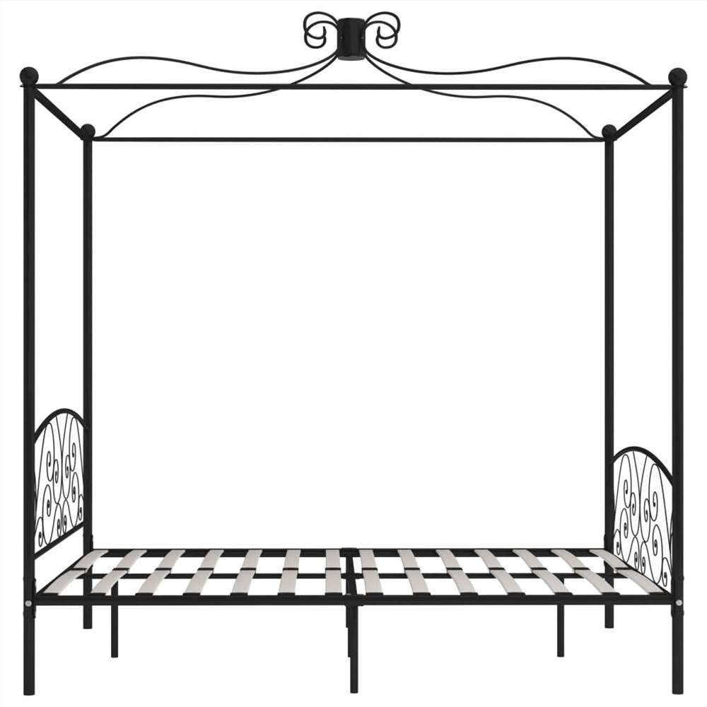 Canopy Bed Frame Black Metal 180x200 cm