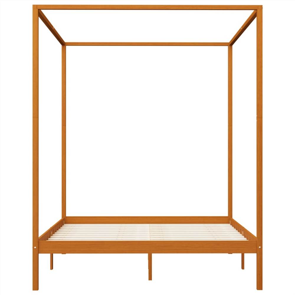 Canopy Bed Frame Honey Brown Solid Pine Wood 6FT Super King