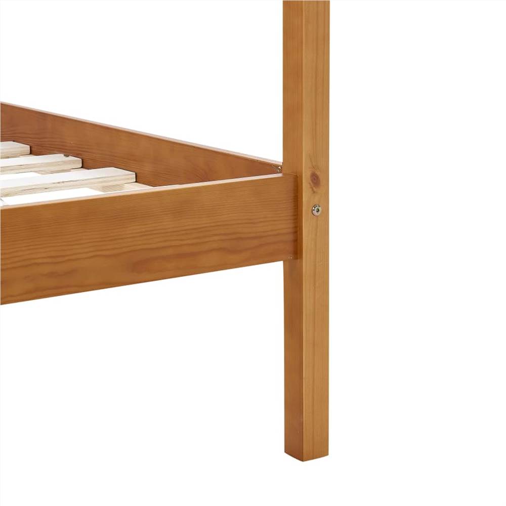 Canopy Bed Frame Honey Brown Solid Pine Wood 6FT Super King
