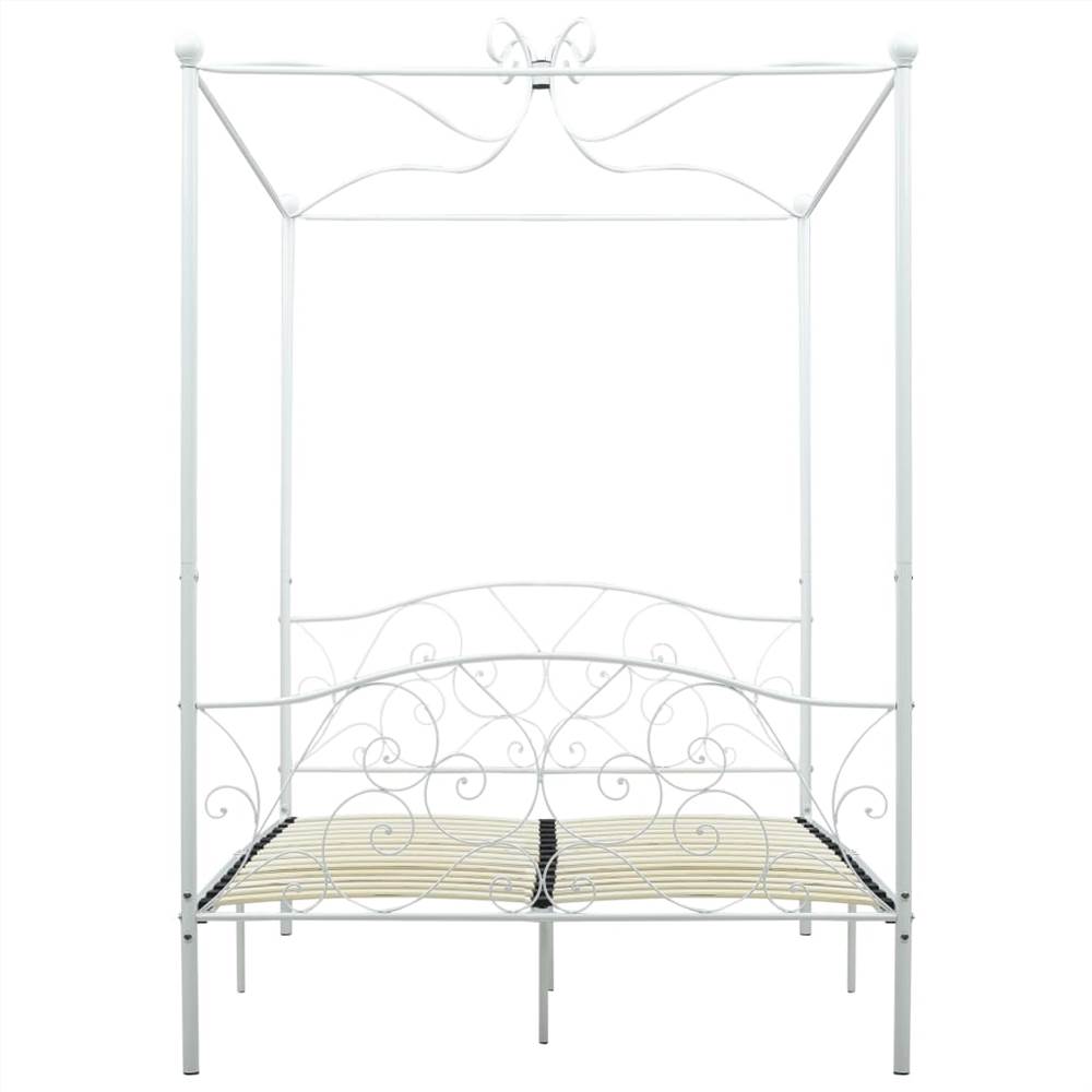 Canopy Bed Frame White Metal 120x200 cm