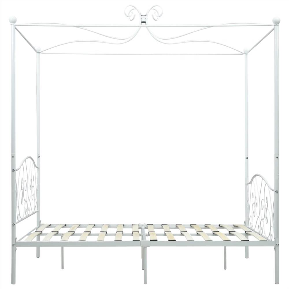 Canopy Bed Frame White Metal 120x200 cm