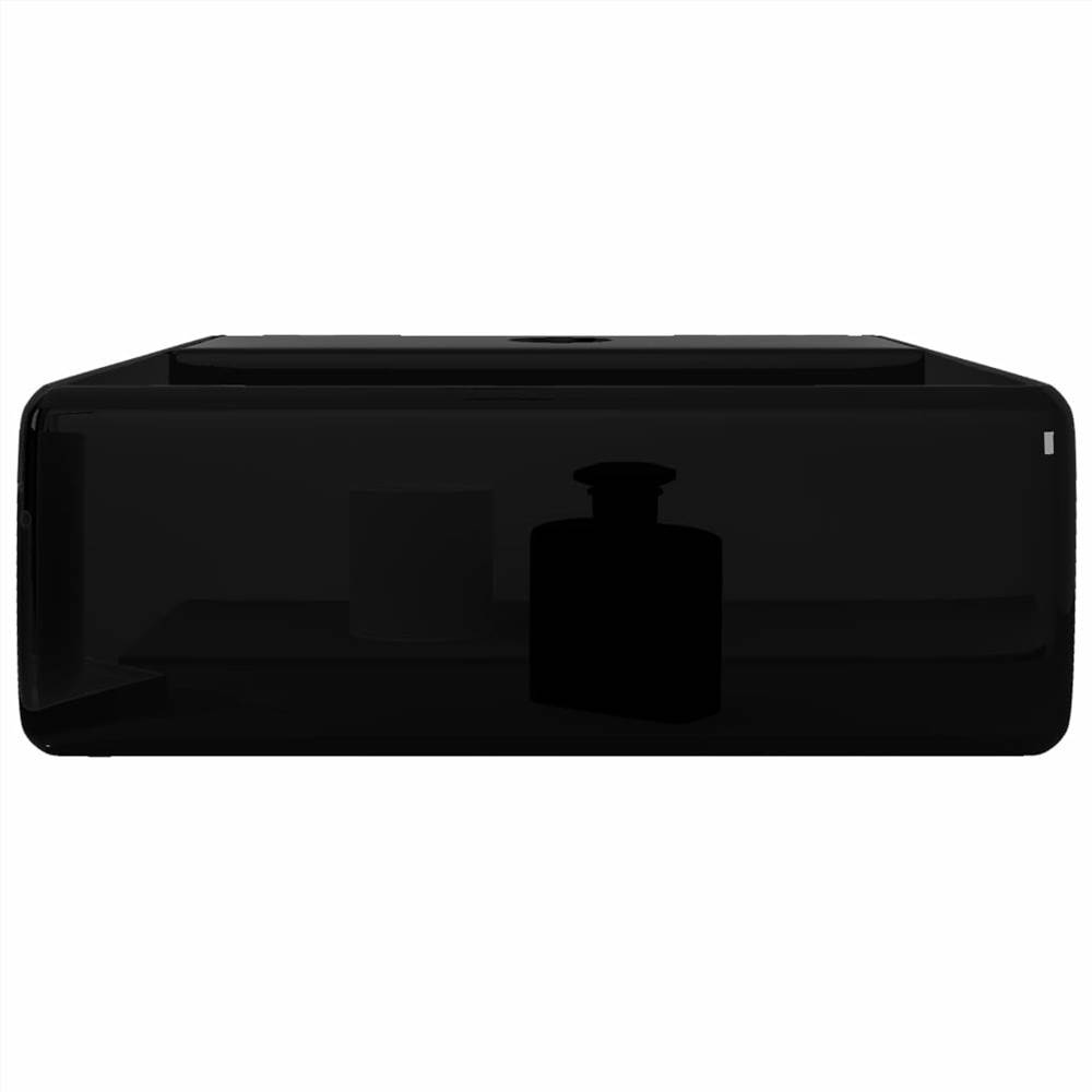 Ceramic Bathroom Sink Basin with Faucet Hole Black Square
