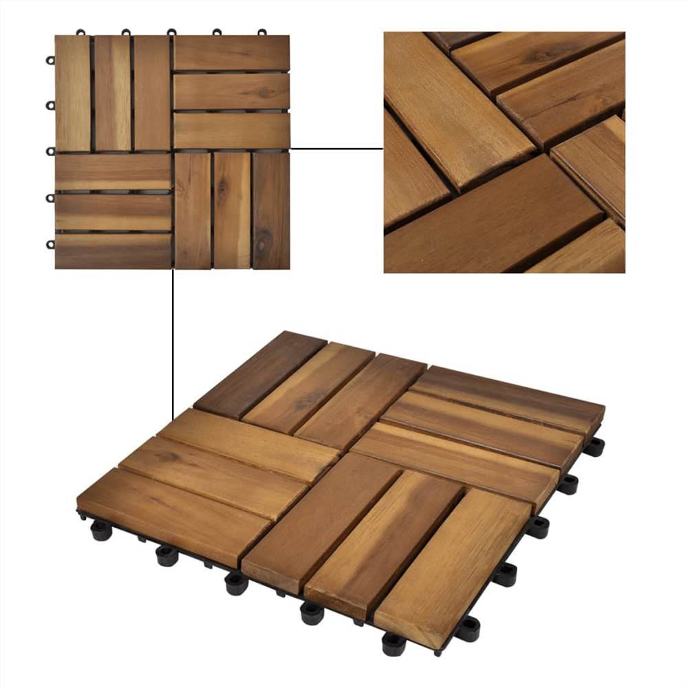 Decking Tiles 30 x 30 cm Acacia Set of 30