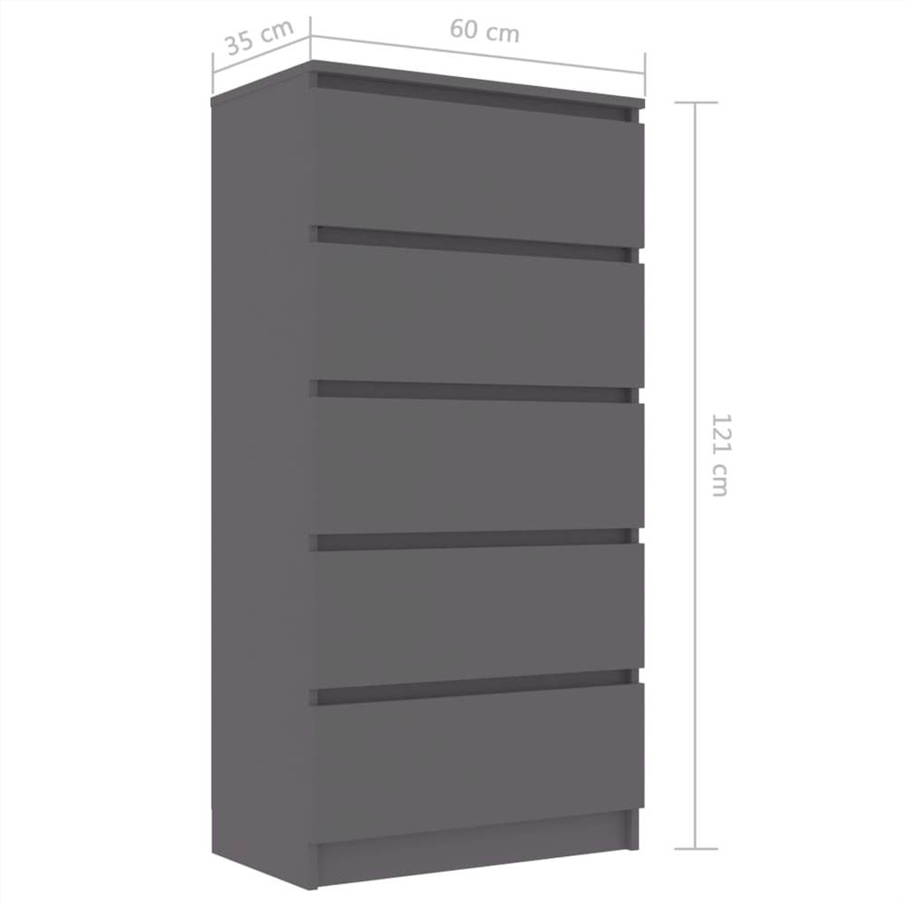 Drawer Sideboard Grey 60x35x121 cm Chipboard