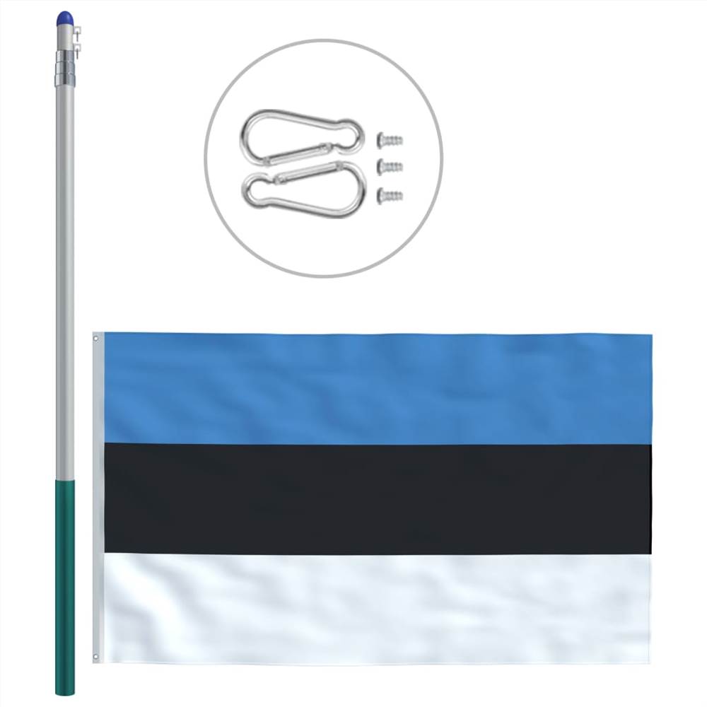 Estonia Flag and Pole Aluminium 6 m