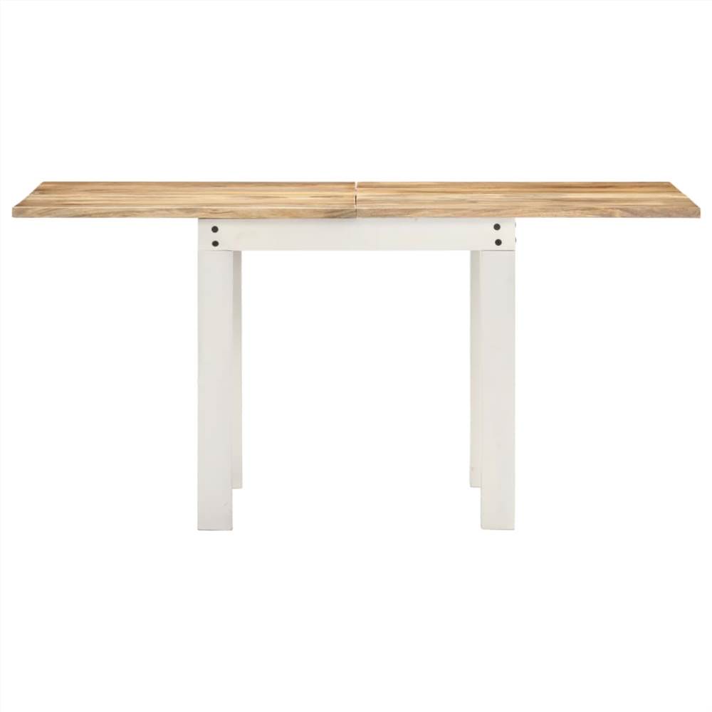 Extendable Dining Table White 82x(80-160)x76cm Solid Mango Wood
