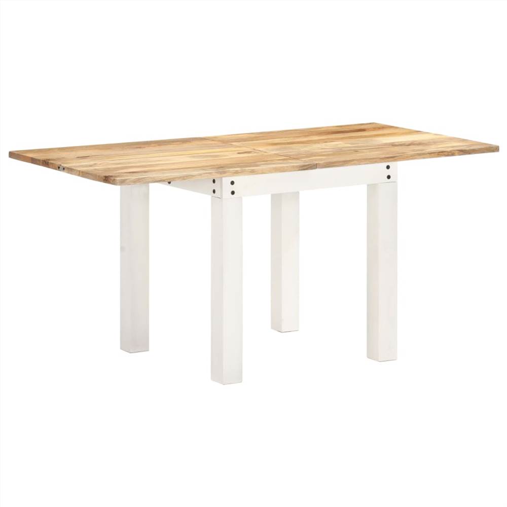 Extendable Dining Table White 82x(80-160)x76cm Solid Mango Wood