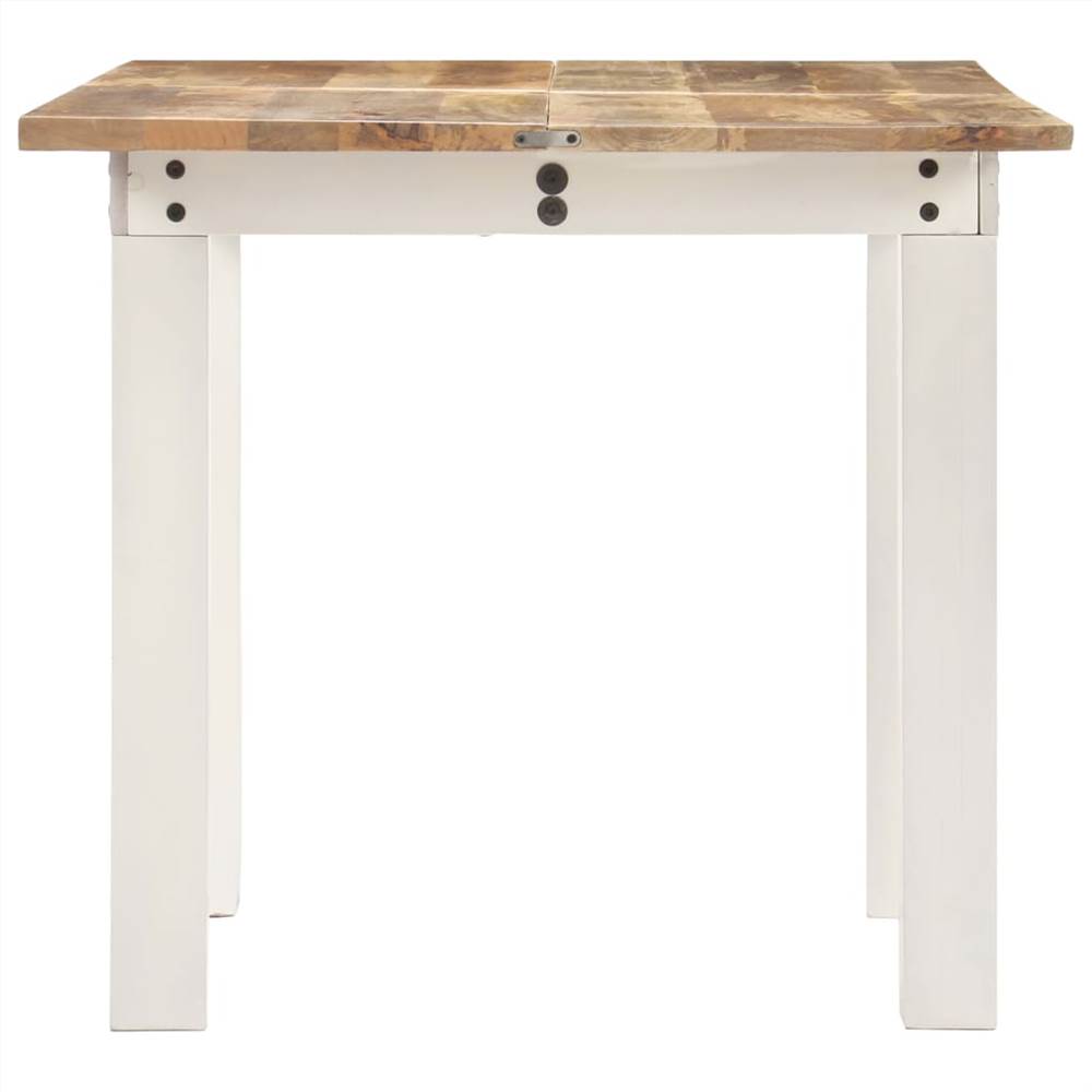 Extendable Dining Table White 82x(80-160)x76cm Solid Mango Wood