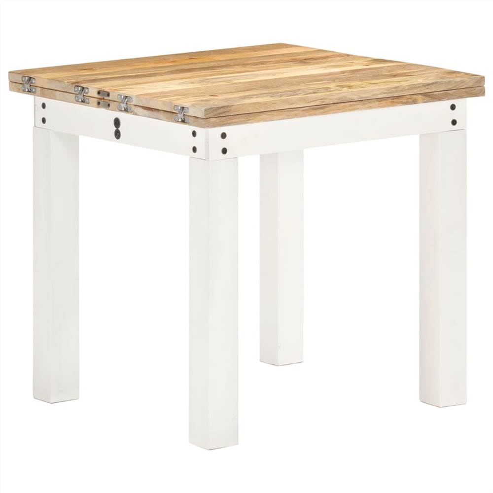 Extendable Dining Table White 82x(80-160)x76cm Solid Mango Wood