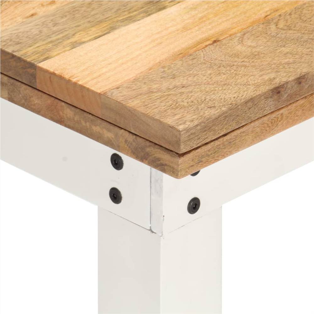 Extendable Dining Table White 82x(80-160)x76cm Solid Mango Wood