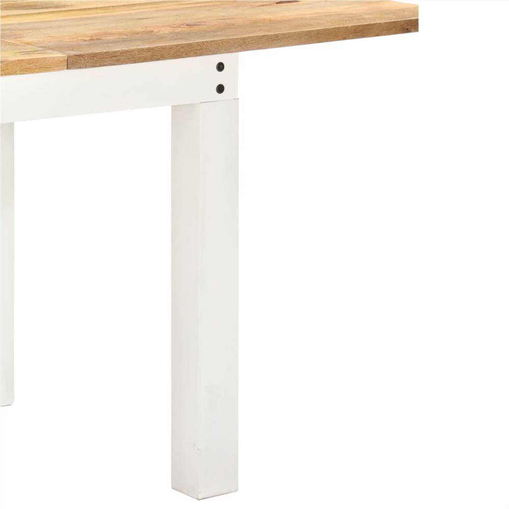 Extendable Dining Table White 82x(80-160)x76cm Solid Mango Wood