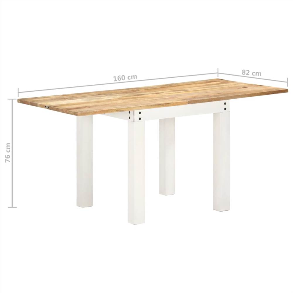 Extendable Dining Table White 82x(80-160)x76cm Solid Mango Wood