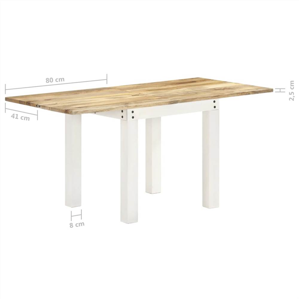 Extendable Dining Table White 82x(80-160)x76cm Solid Mango Wood