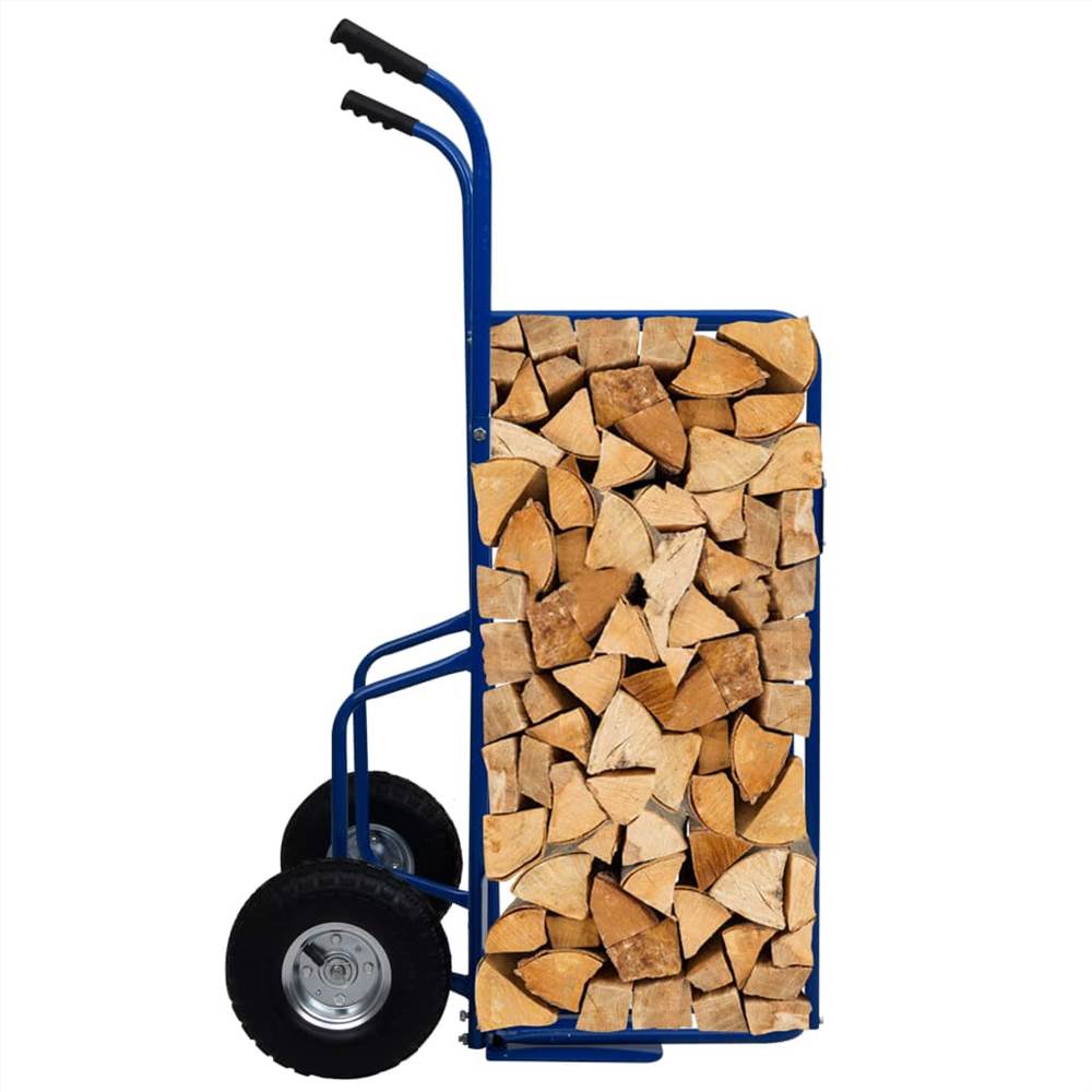 Firewood Trolley Steel 63x70.5x119.5 cm 120 kg Blue