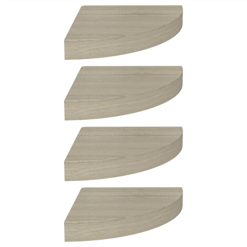 Floating Corner Shelves 4 pcs Oak 25x25x3.8 cm MDF