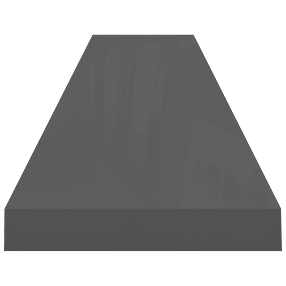 Floating Wall Shelf High Gloss Grey 120x23.5x3.8 cm MDF