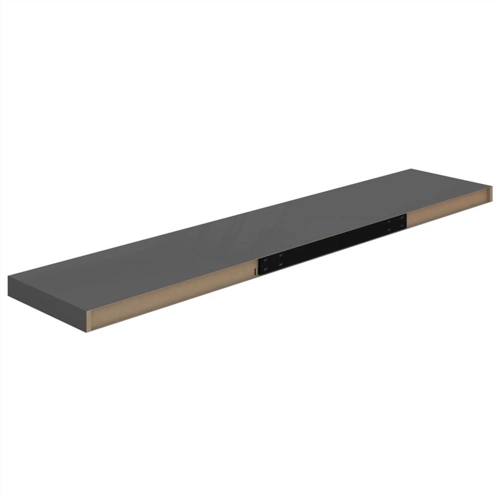 Floating Wall Shelf High Gloss Grey 120x23.5x3.8 cm MDF