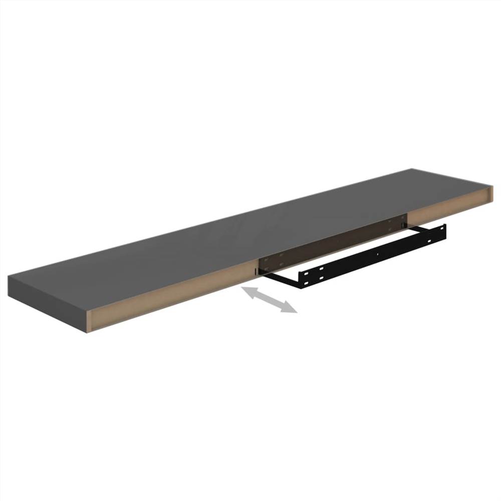 Floating Wall Shelf High Gloss Grey 120x23.5x3.8 cm MDF