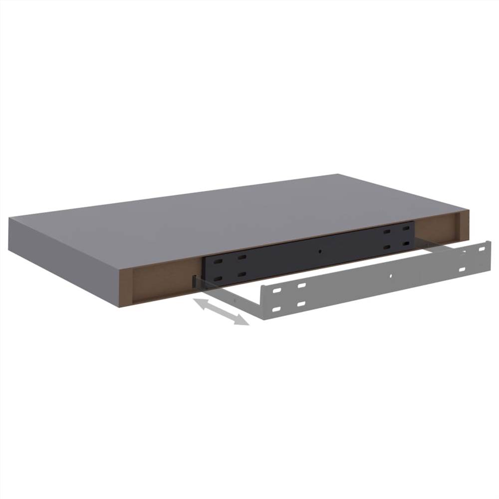 Floating Wall Shelves 2 pcs Grey 50x23x3.8 cm MDF