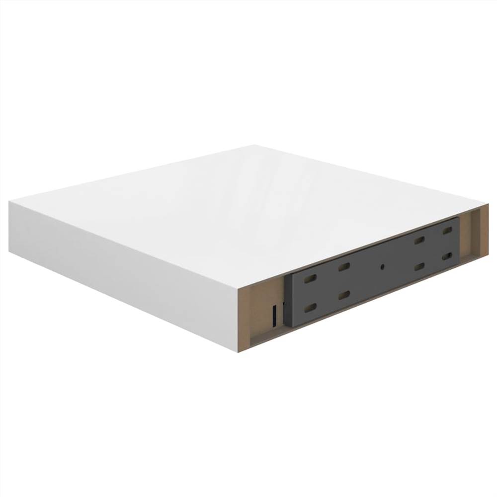 Floating Wall Shelves 2 pcs High Gloss White 23x23.5x3.8 cm MDF