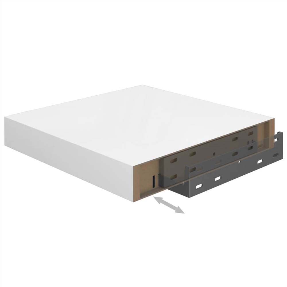 Floating Wall Shelves 2 pcs High Gloss White 23x23.5x3.8 cm MDF