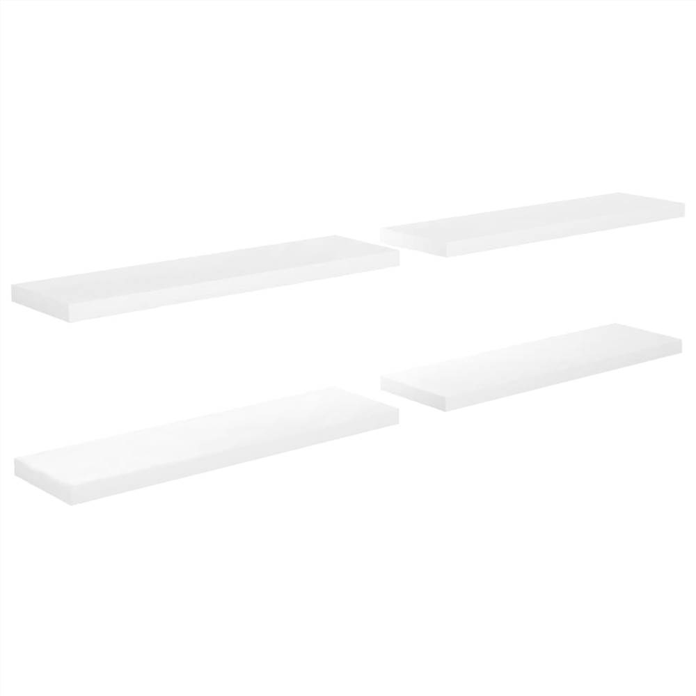 Floating Wall Shelves 4 pcs High Gloss White 90x23.5x3.8 cm MDF