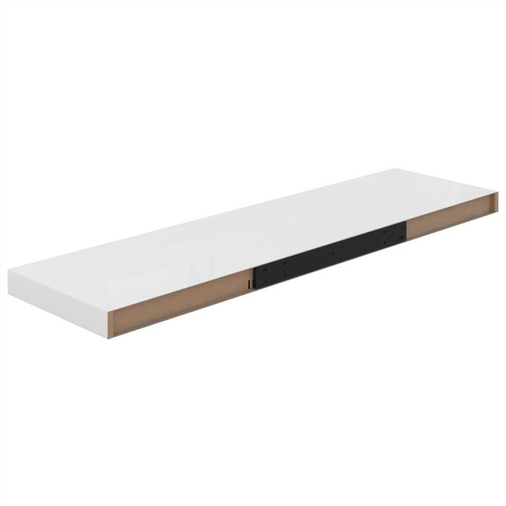 Floating Wall Shelves 4 pcs High Gloss White 90x23.5x3.8 cm MDF