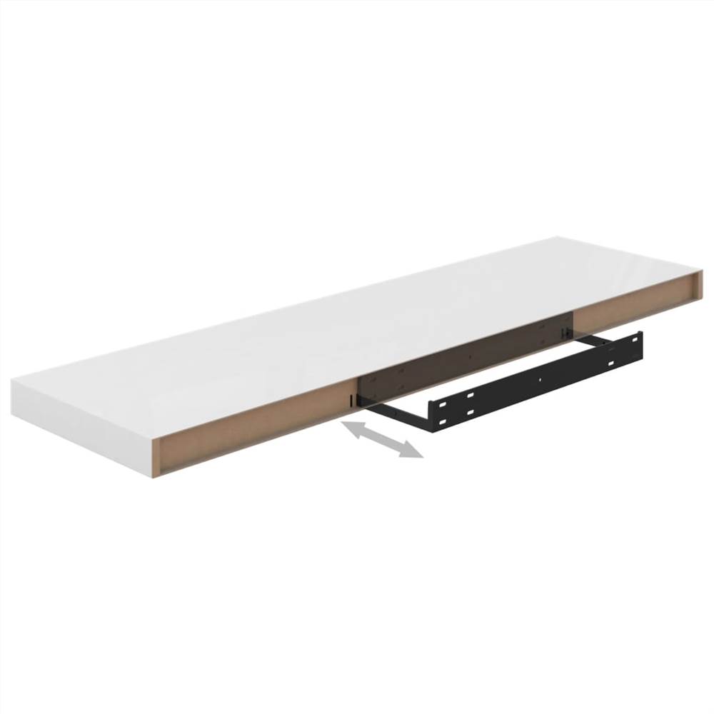 Floating Wall Shelves 4 pcs High Gloss White 90x23.5x3.8 cm MDF