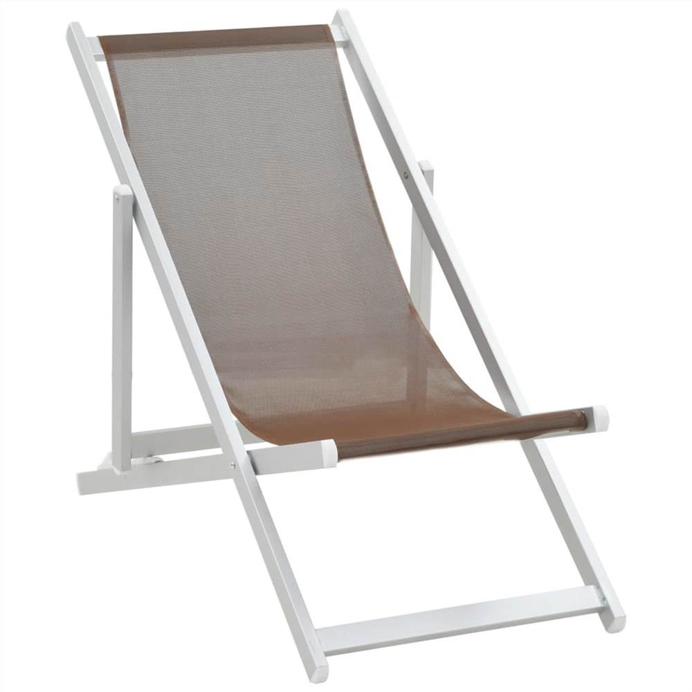Folding Beach Chairs 2 pcs Aluminium and Textilene Brown