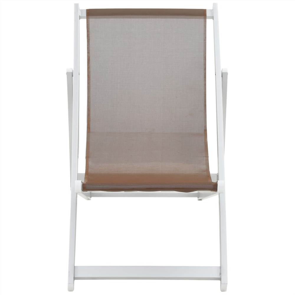 Folding Beach Chairs 2 pcs Aluminium and Textilene Brown