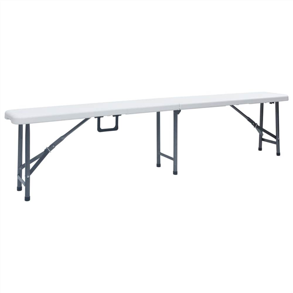 Folding Garden Benches 2 pcs 180 cm HDPE White