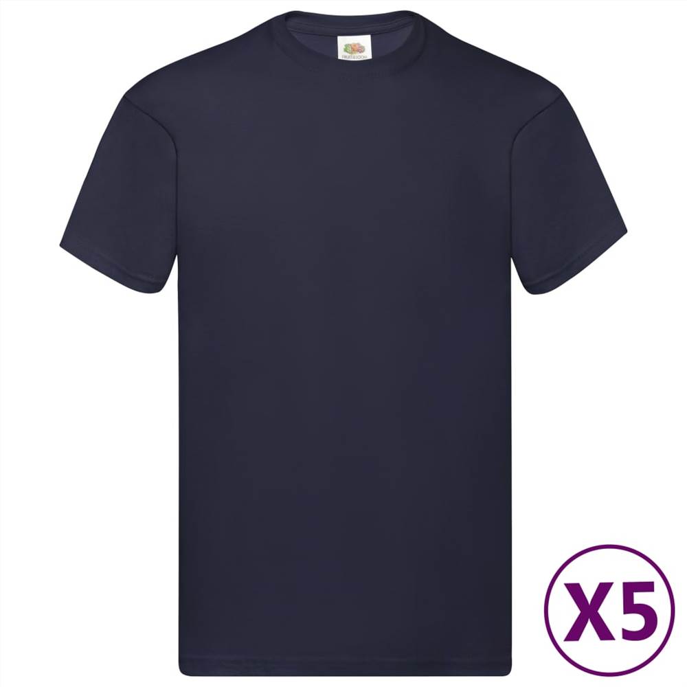 Fruit of the Loom Original T-shirts 5 pcs Deep Navy S Cotton