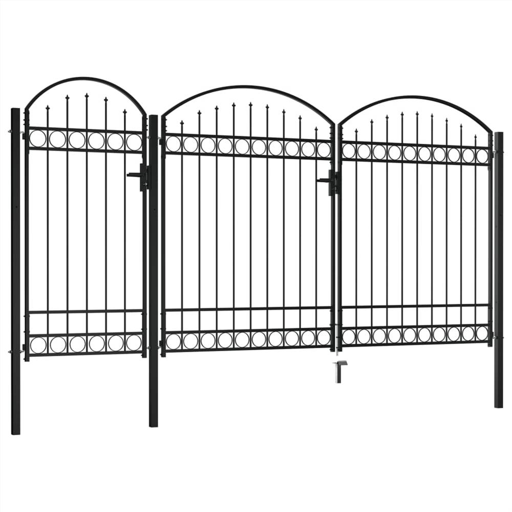 Garden Fence Gate with Arched Top Steel 2.5x4 m Black