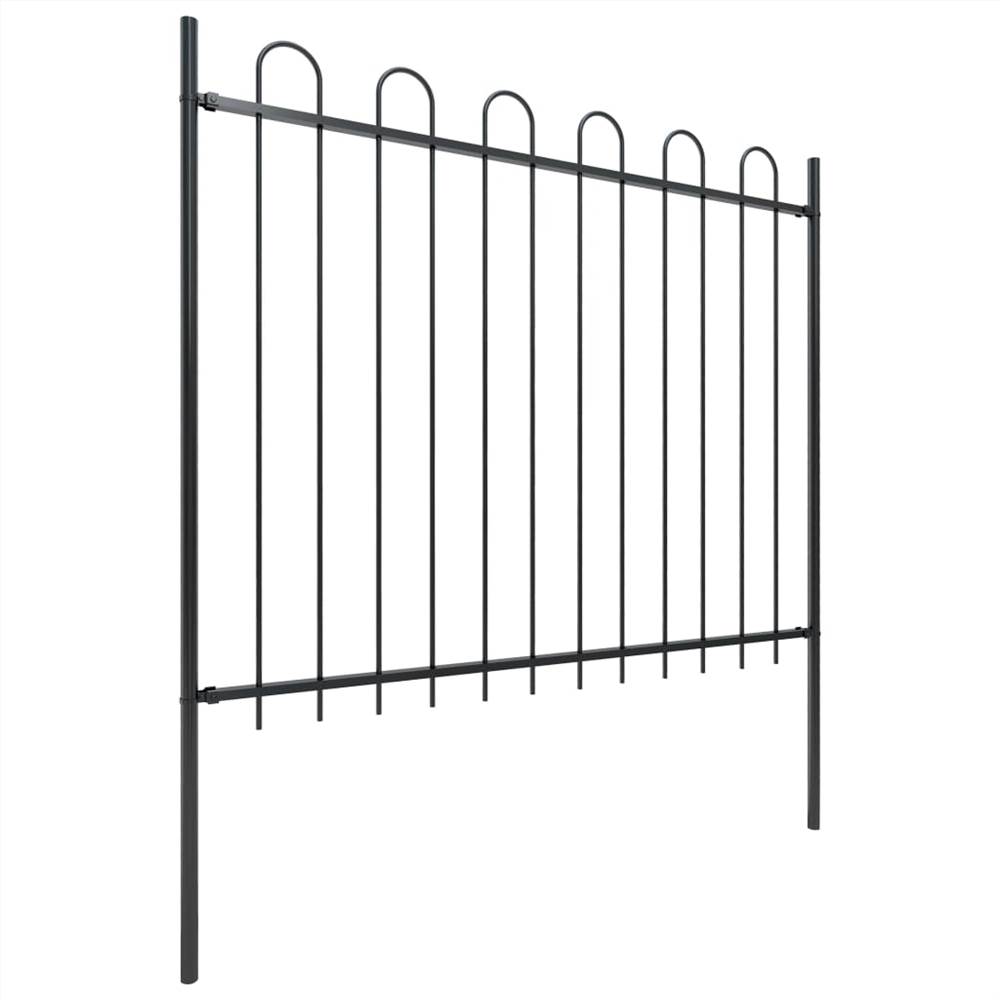Garden Fence with Hoop Top Steel 15.3x1.5 m Black