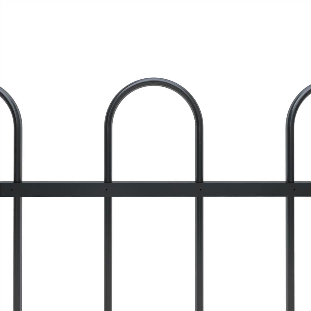Garden Fence with Hoop Top Steel 15.3x1.5 m Black