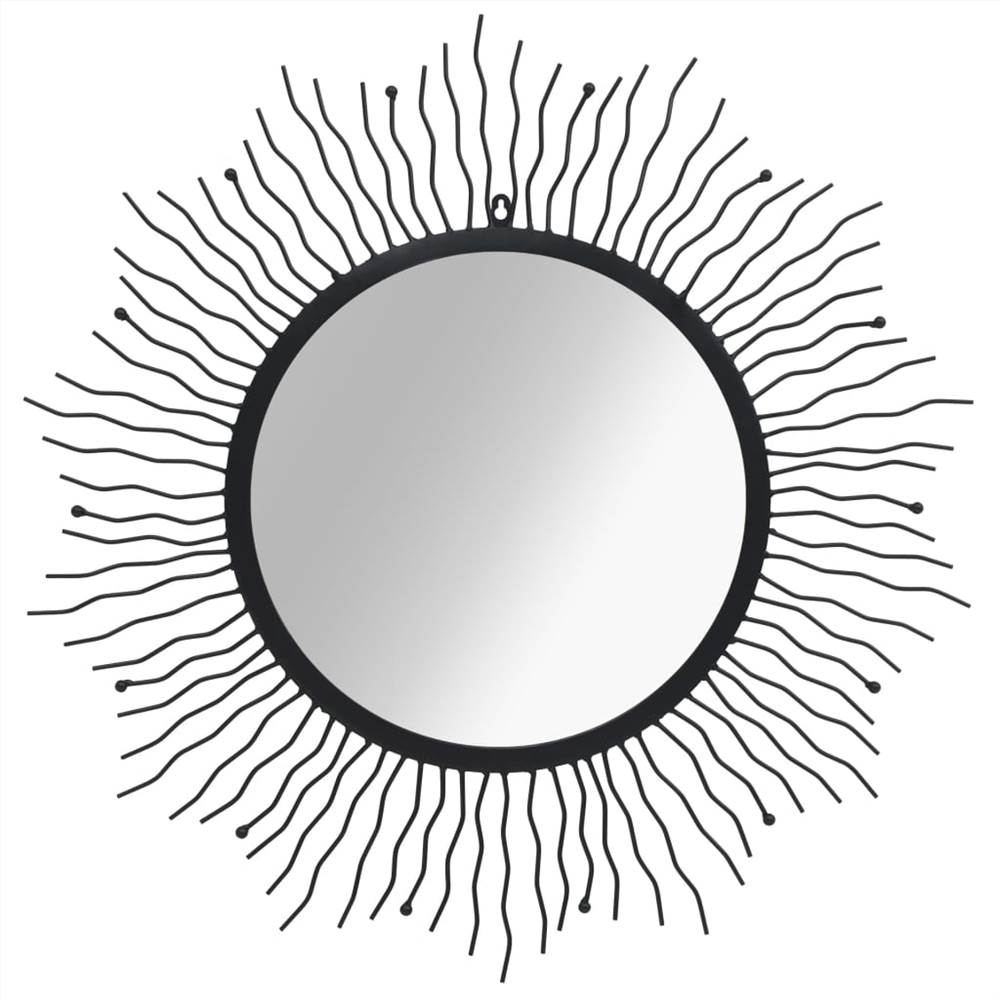 Garden Wall Mirror Sunburst 80 cm Black