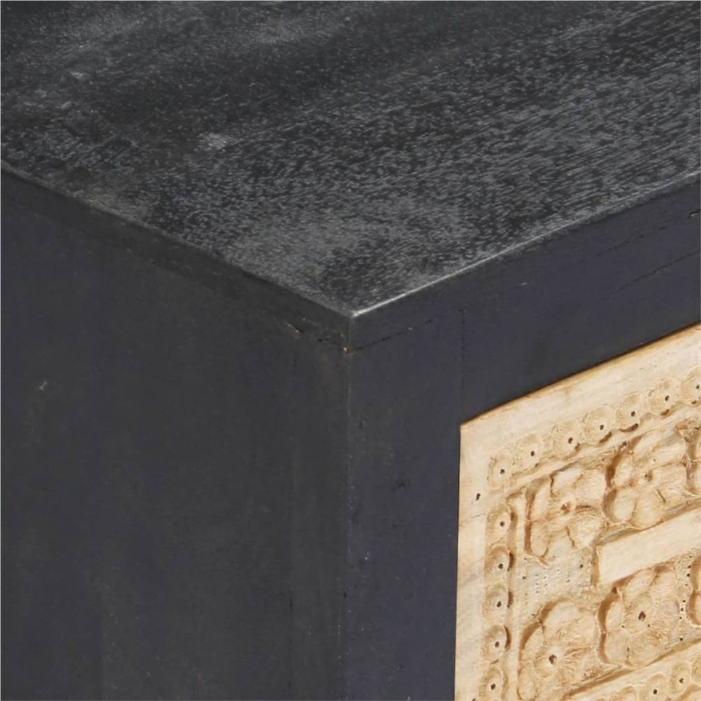 Hand Carved TV Cabinet Grey 120x30x40 cm Solid Mango Wood