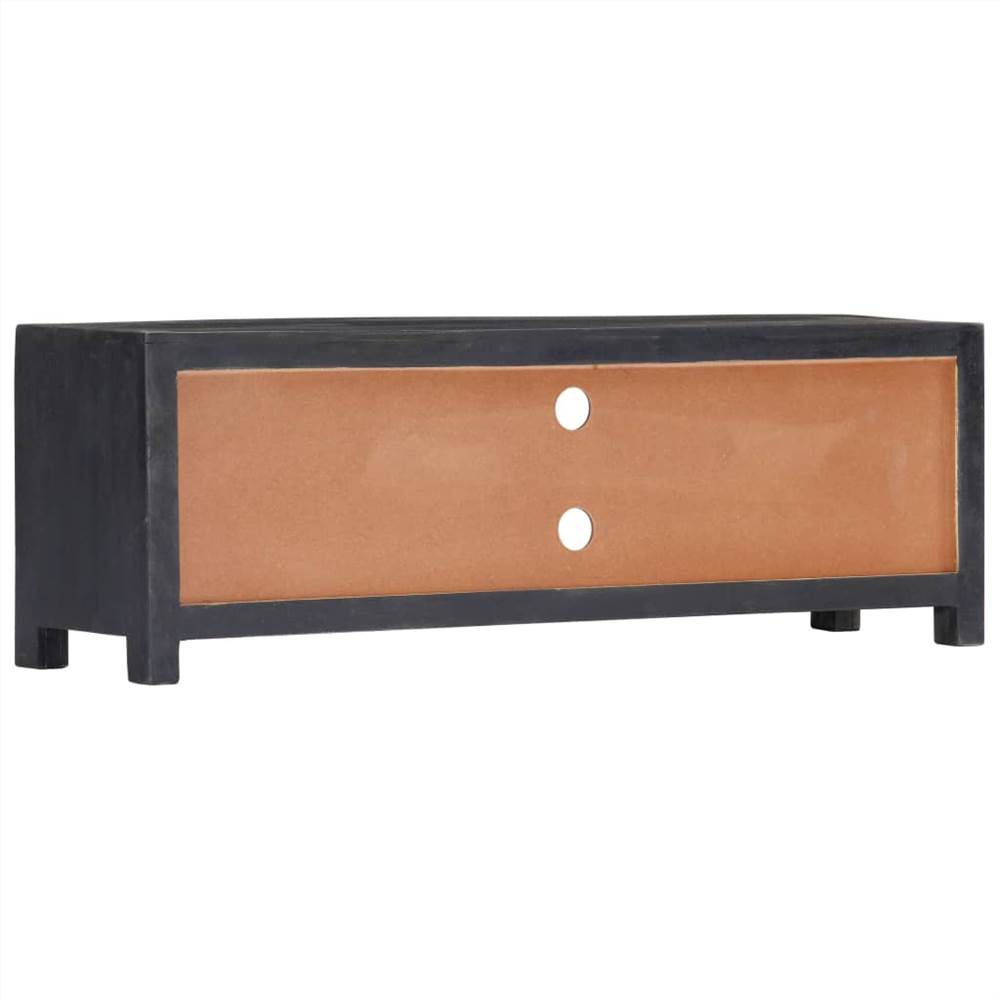 Hand Carved TV Cabinet Grey 120x30x40 cm Solid Mango Wood