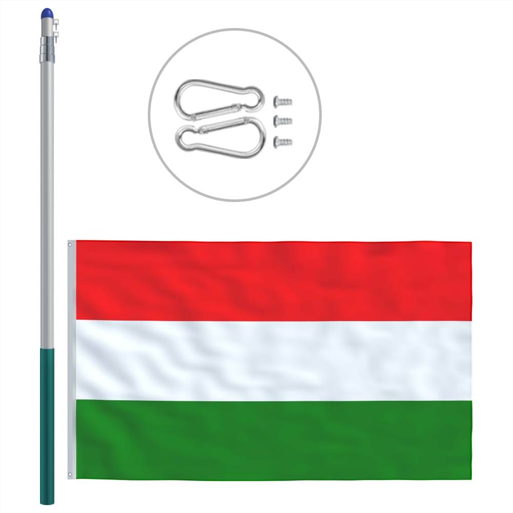 Hungary Flag and Pole Aluminium 6 m
