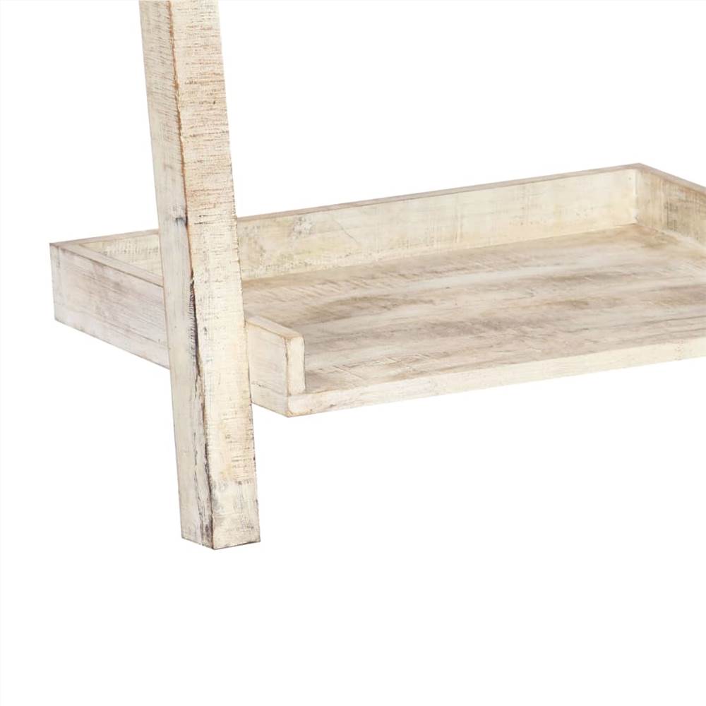 Ladder Shelf White 75x37x205 cm Solid Mango Wood