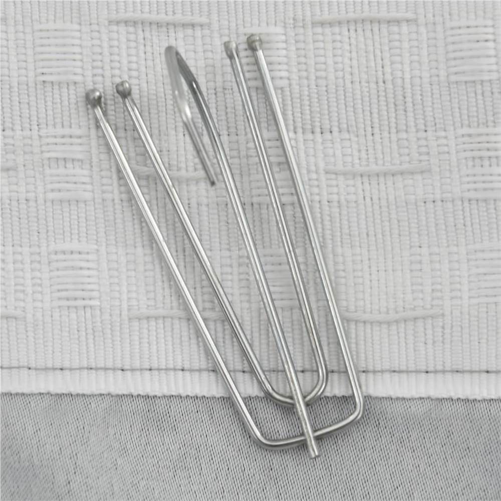 Linen-Look Blackout Curtains with Hooks 2 pcs Grey 140x245 cm
