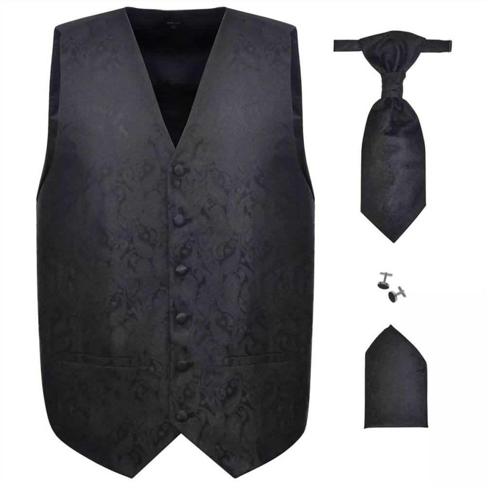 Mens Paisley Wedding Waistcoat Set Size 48 Black