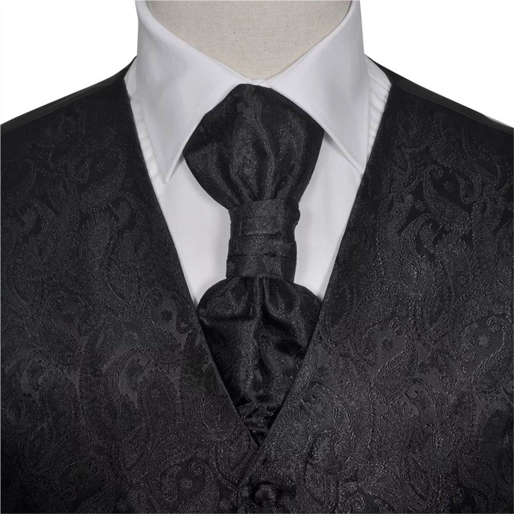 Mens Paisley Wedding Waistcoat Set Size 48 Black