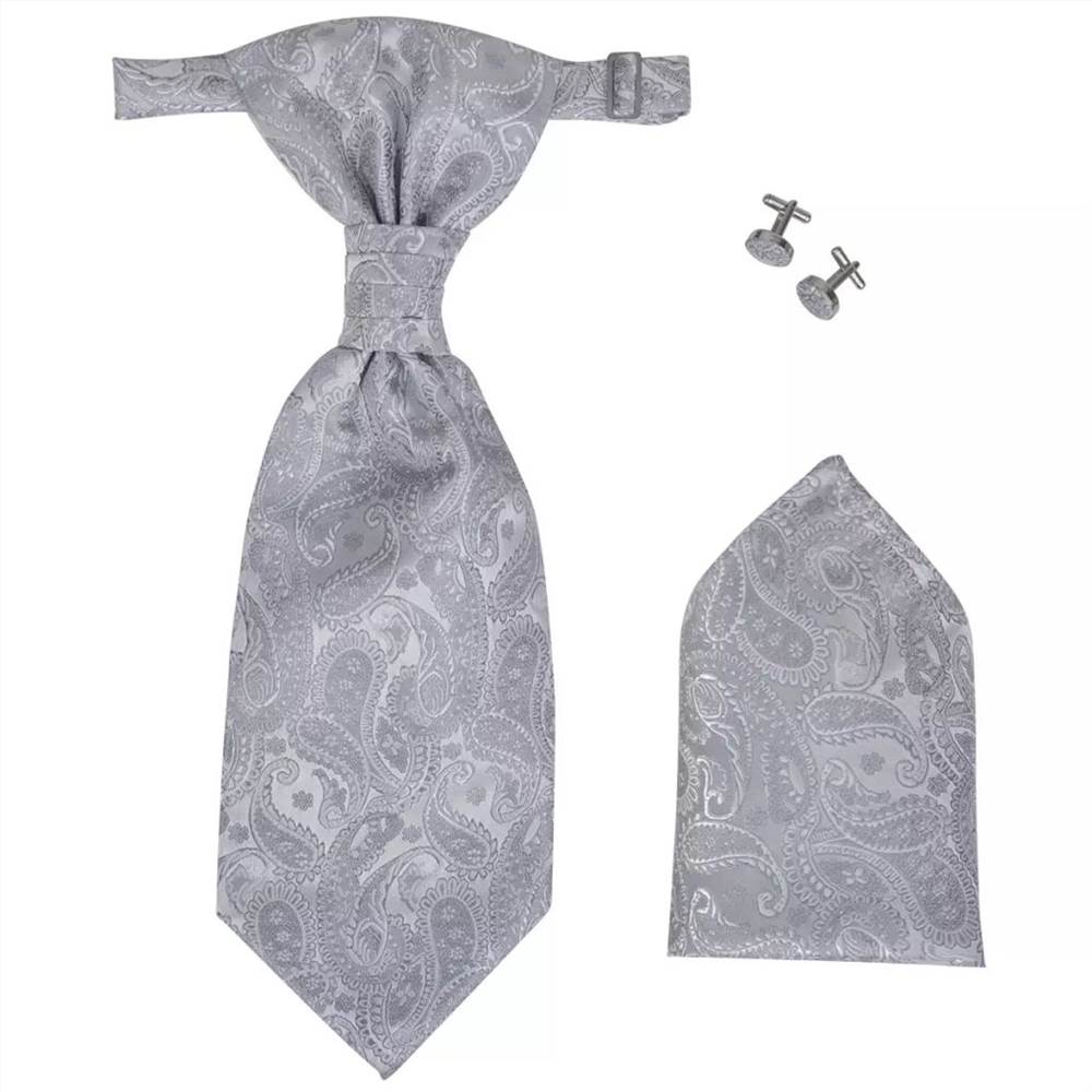 Mens Paisley Wedding Waistcoat Set Size 48 Silver