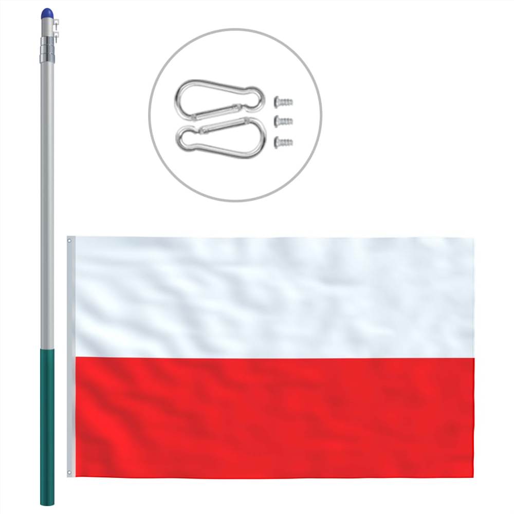 Poland Flag and Pole Aluminium 6 m