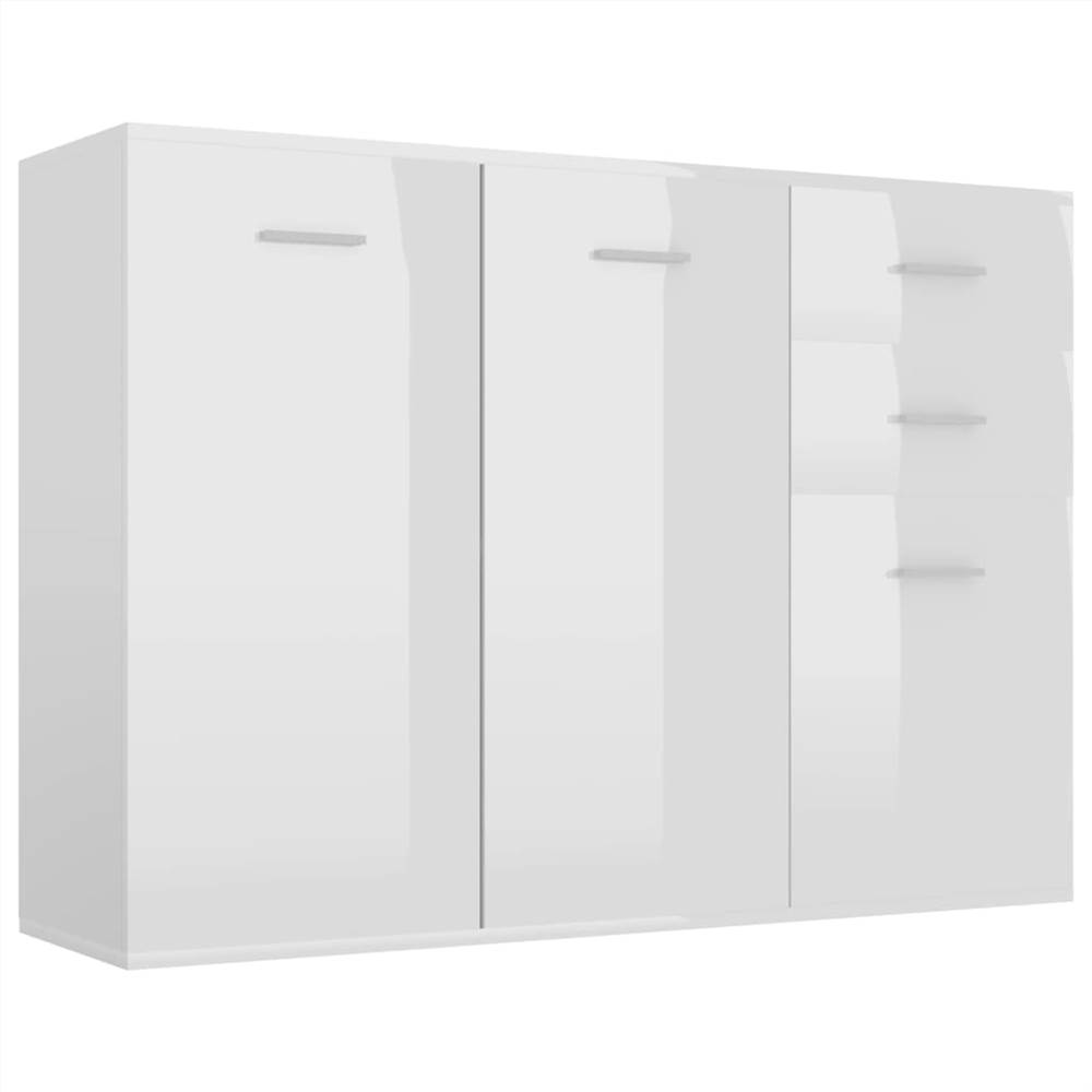 Sideboard High Gloss White 105x30x75 cm Chipboard